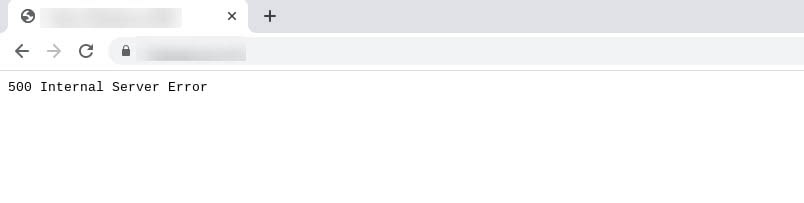 An example of a 500 internal server error screen.