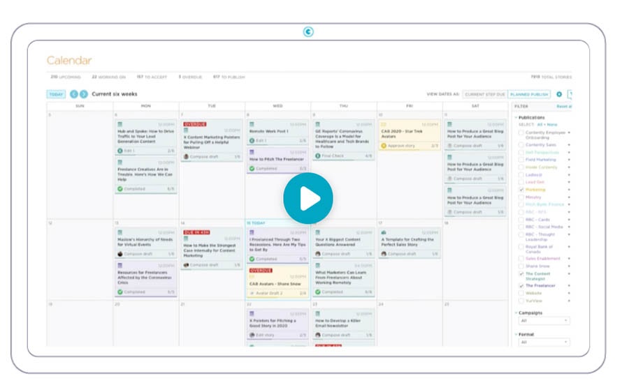 Example of Contently Editorial Calendar.