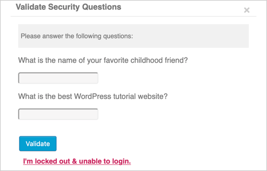 adding security questions to the WordPress login process