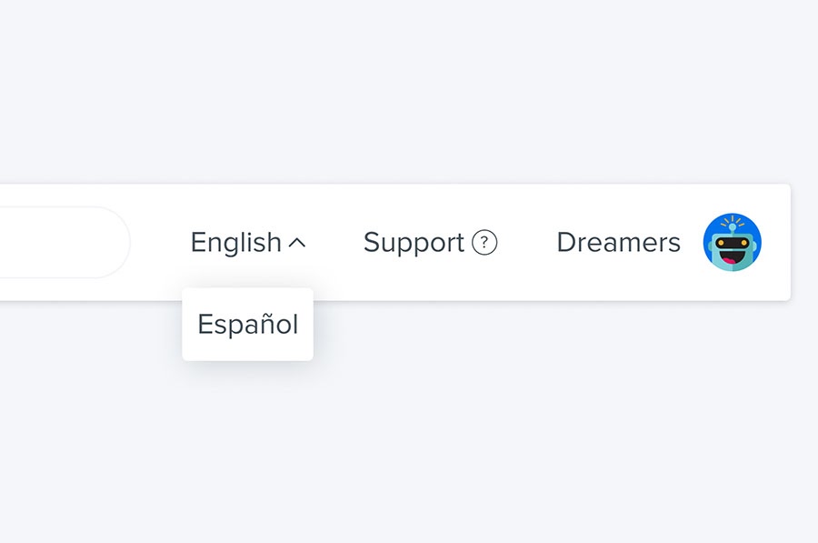 Toggling between languages in the DreamHost control panel
