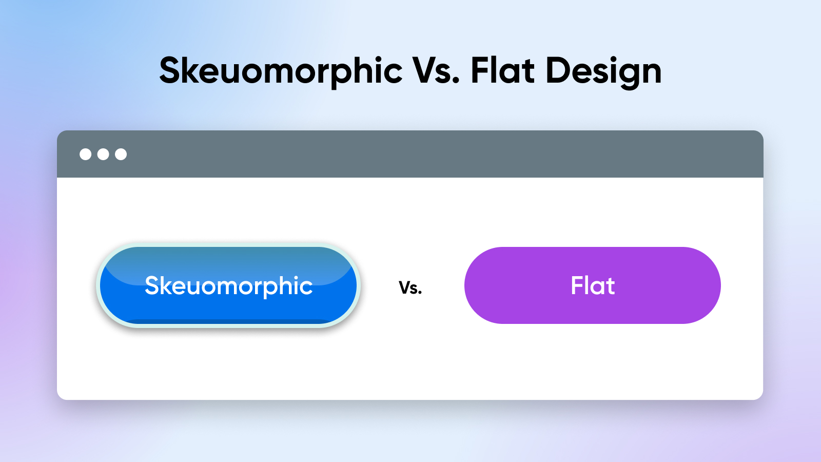 skeuomorphic button (with dimension as if the button is coming off the page) vs. flat button (1 dimension) 
