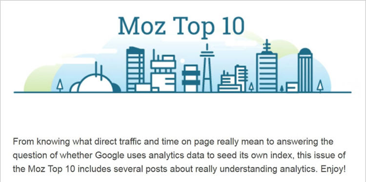 Sitio web Moz, página de suscripción ‘top 10’