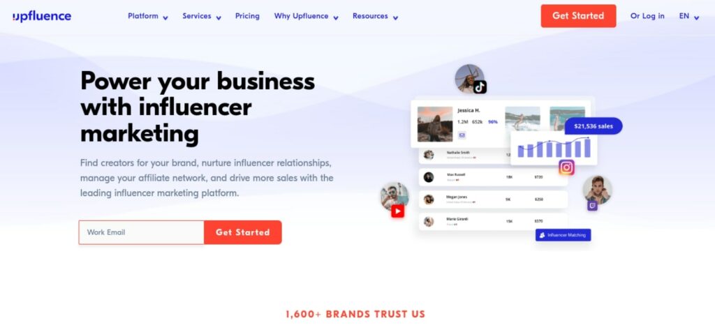 The Upfluence website