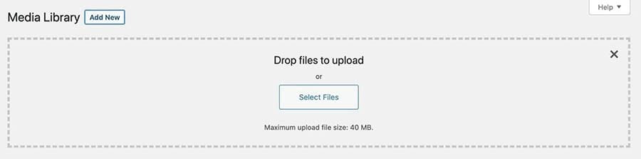 The WordPress media library upload screen.