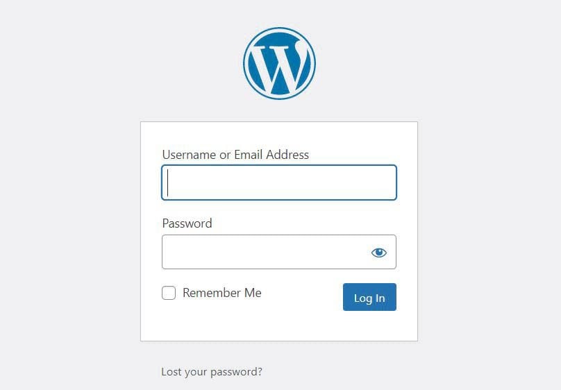 The WordPress login page.