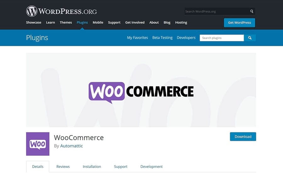 The WooCommerce main page in the WordPress Plugin Directory.