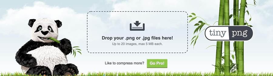 The TinyPNG plugin upload screen.