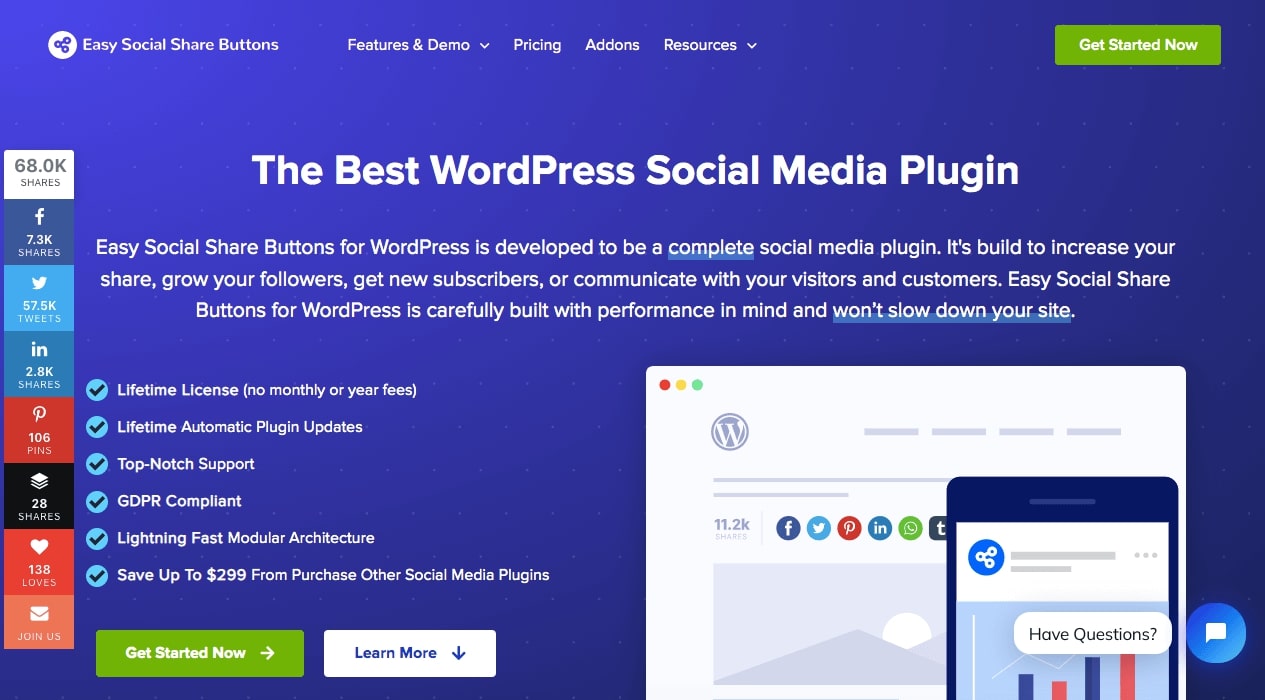 Easy Social Share Buttons for WordPress