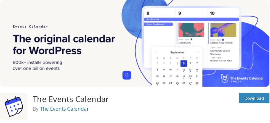 The Events Calendar plugin