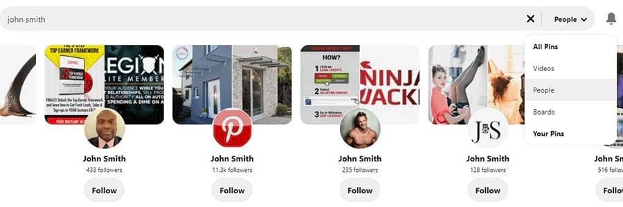 How to search for people on Pinterest.
