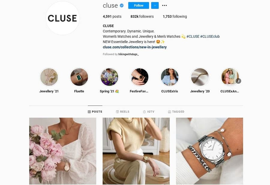 “The Cluse Instagram account.”