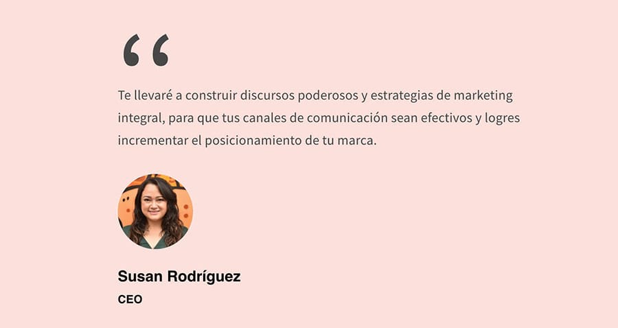 Susan Rodríguez en la página inicial de Inspiramark