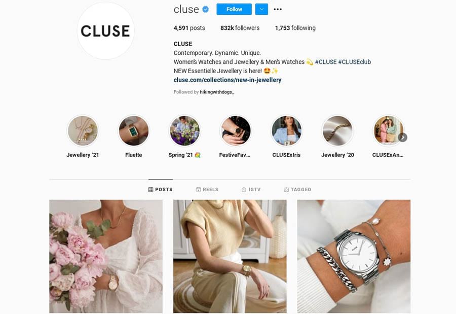 "La cuenta de Instagram de Cluse.”