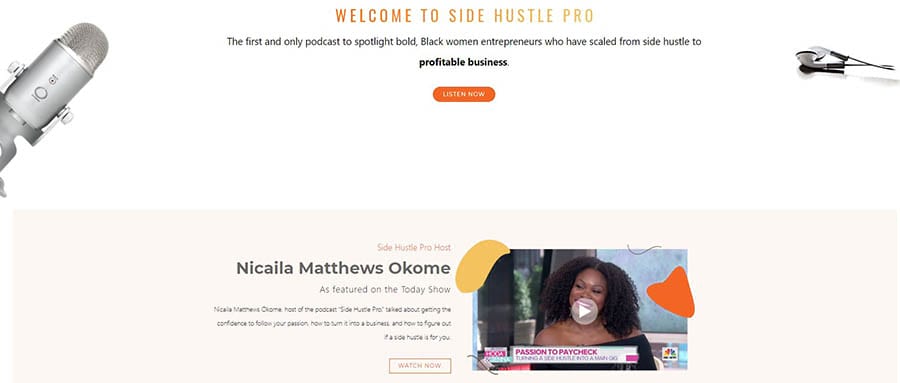 Página inicial de Side Hustle Pro.