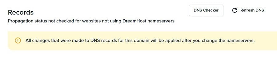 Accessing the DNS Checker in your DreamHost account.