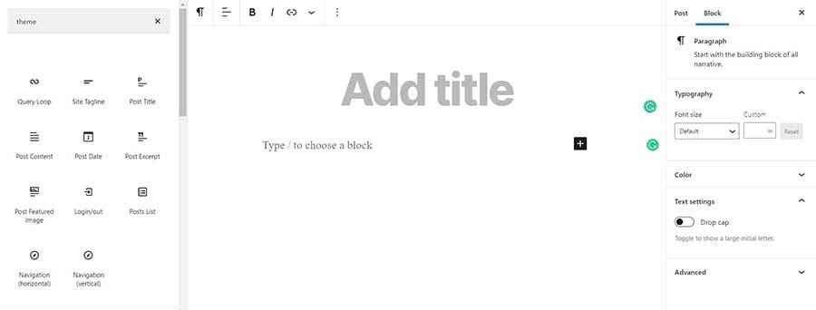 Theme blocks in WordPress.