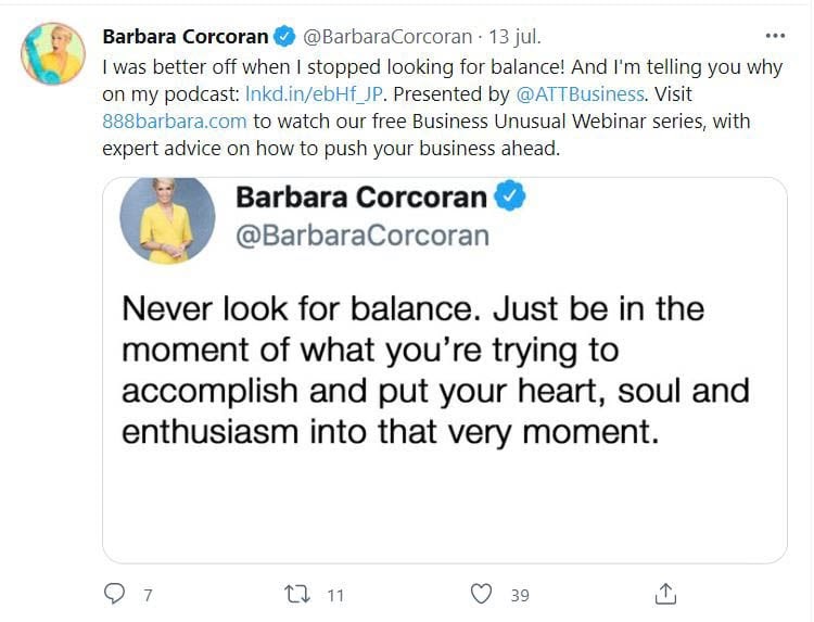 Barbara Corcoran’s Twitter account.