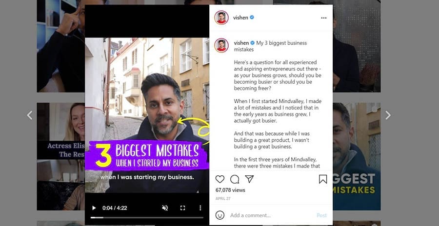 Vishen Lakhiani’s Instagram account.