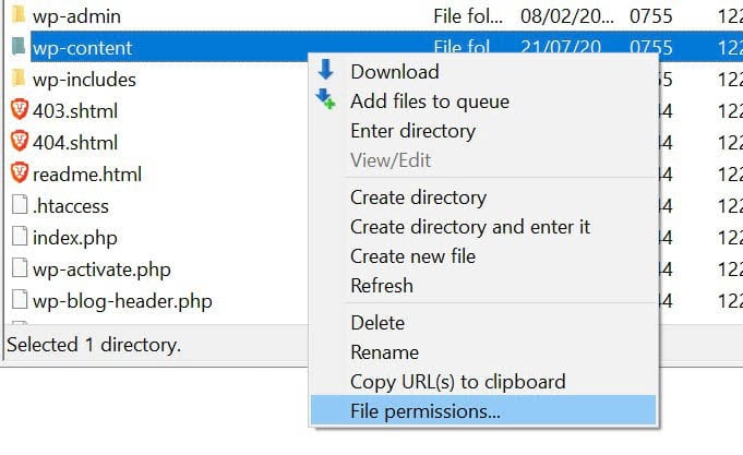 Locating the wp-content folder in your site’s root directory.
