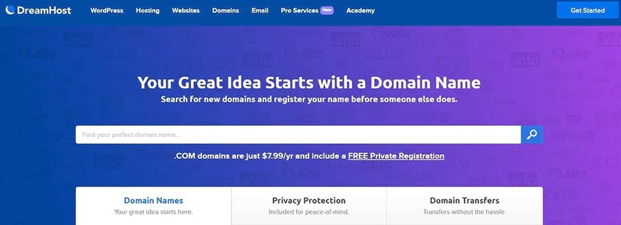 DreamHost’s Domain Search Tool