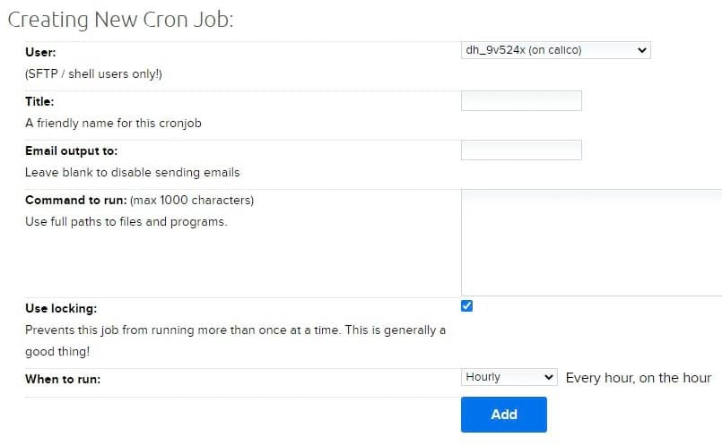 Adding a cron job manually.