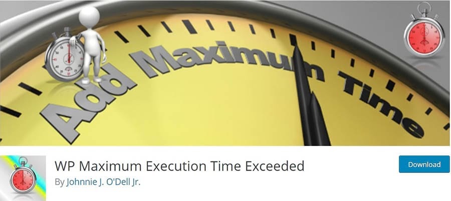 The WP Maximum Execution Time Exceeded plugin home page.
