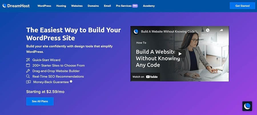 DreamHost’s WP Website Builder Page