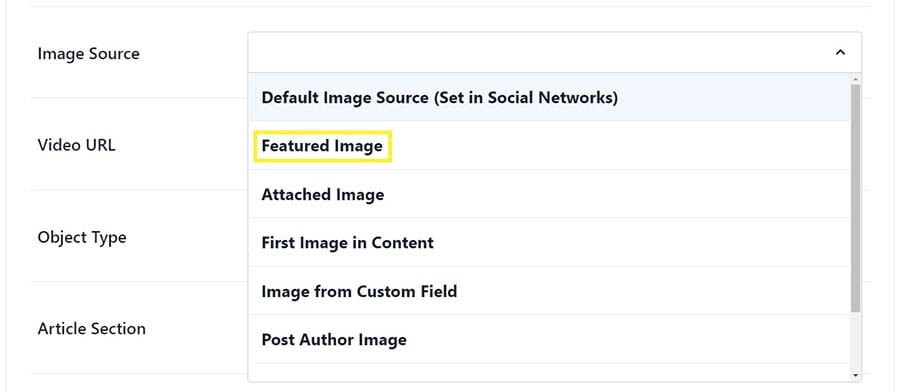 The option to select a featured image in AIOSEO.