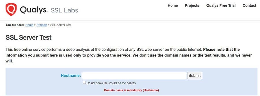 The SSL Server Test from Qualys.
