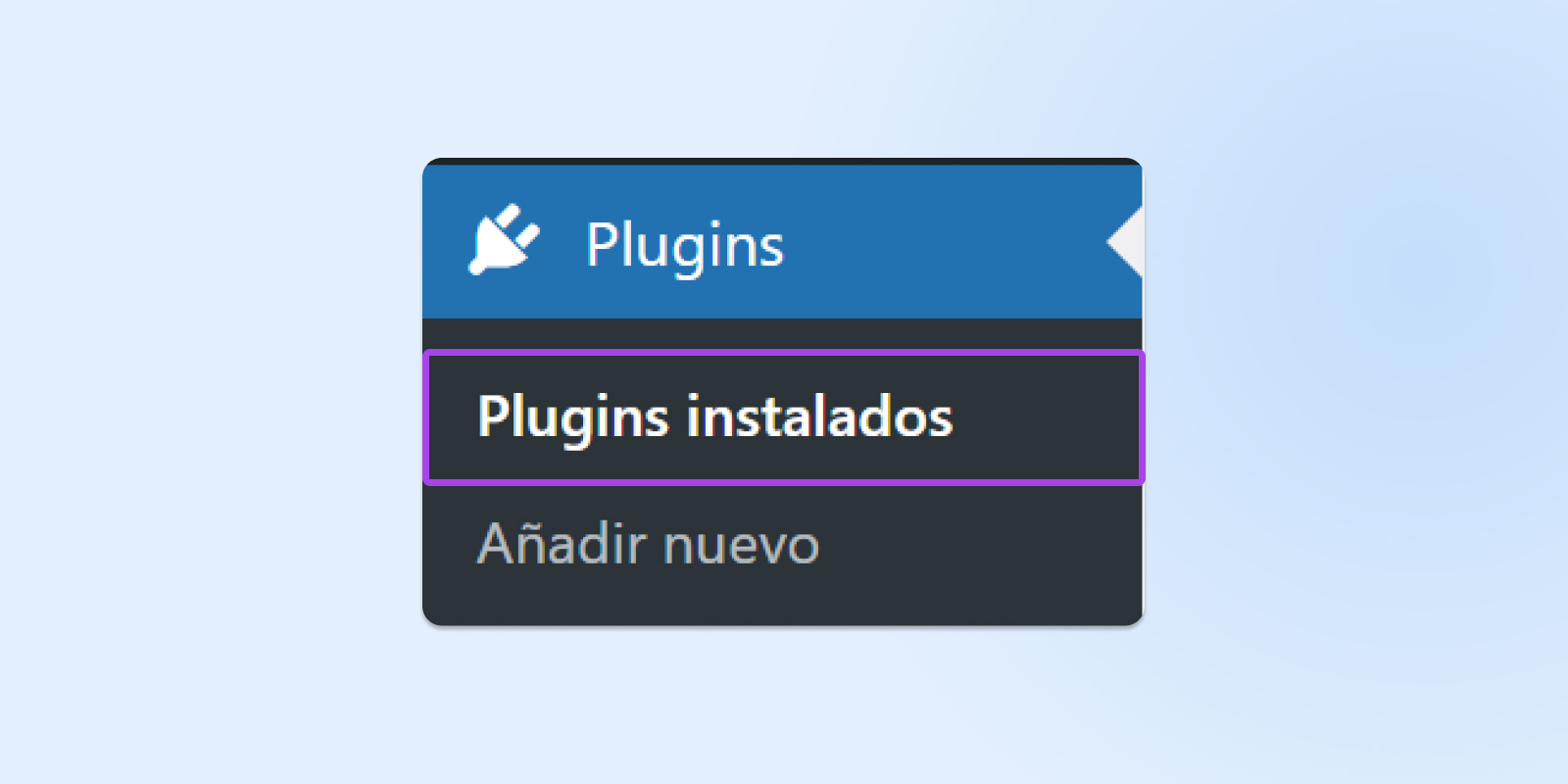 Menu plugins instalados panel WordPress