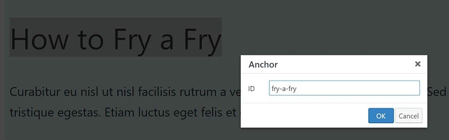 Adding an HTML anchor using a plugin.