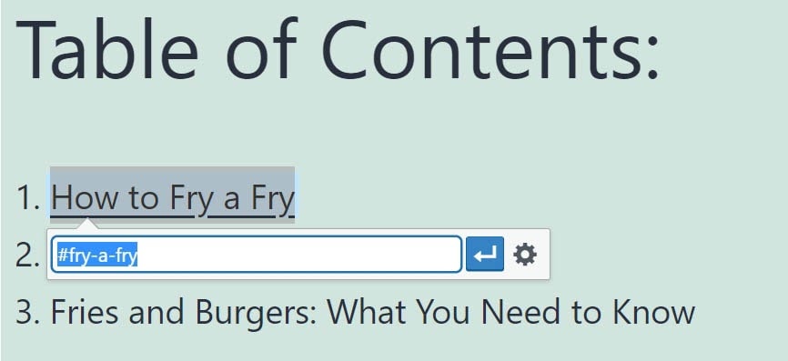 Adding an anchor link in WordPress.