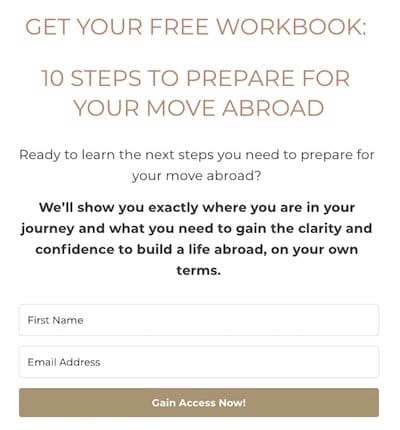 Free content upgrade: a workbook when you sign up for the email list