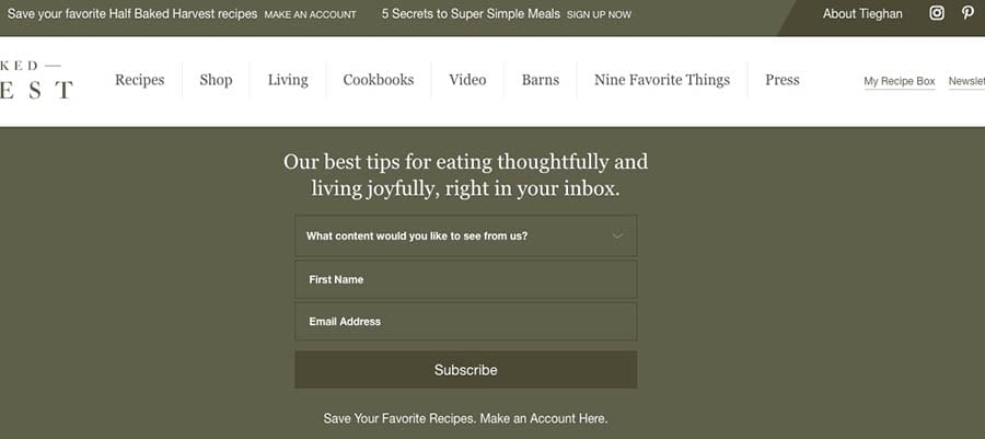 Una mejora gratuita de contenido en un sitio web de recetas.