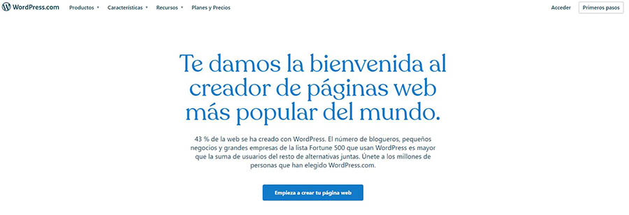 Página inicial de WordPress.com