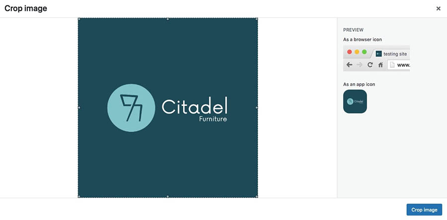 crop favicon image in WordPress