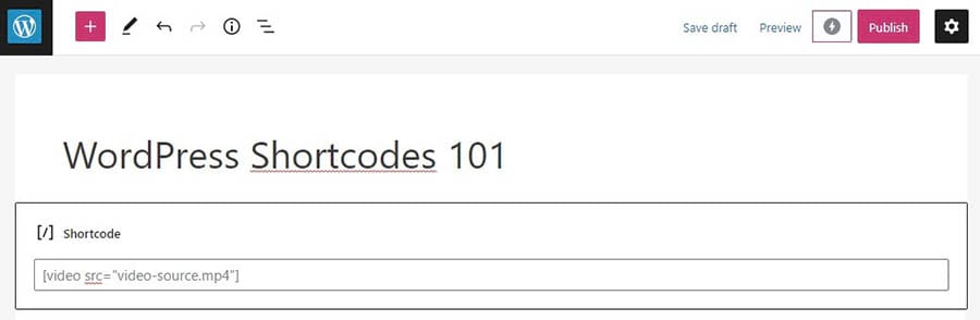 Insertando un shortcode de video en el Editor en Bloque de WordPress
