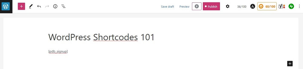 Shortcode form Block in WordPress