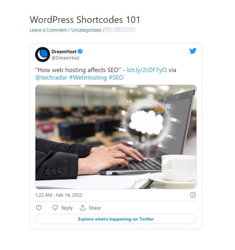 WordPress Twitter shortcode