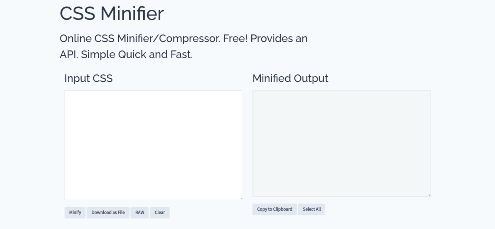 La herramienta de minificación optal CSS Minifier 