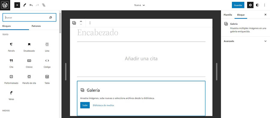 Template part block editor