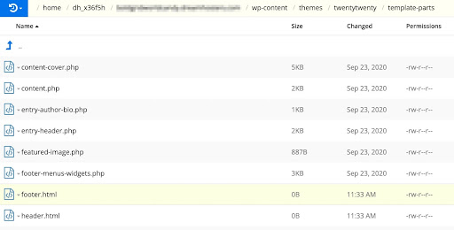 archivos de ‘Header’ y ‘footer’