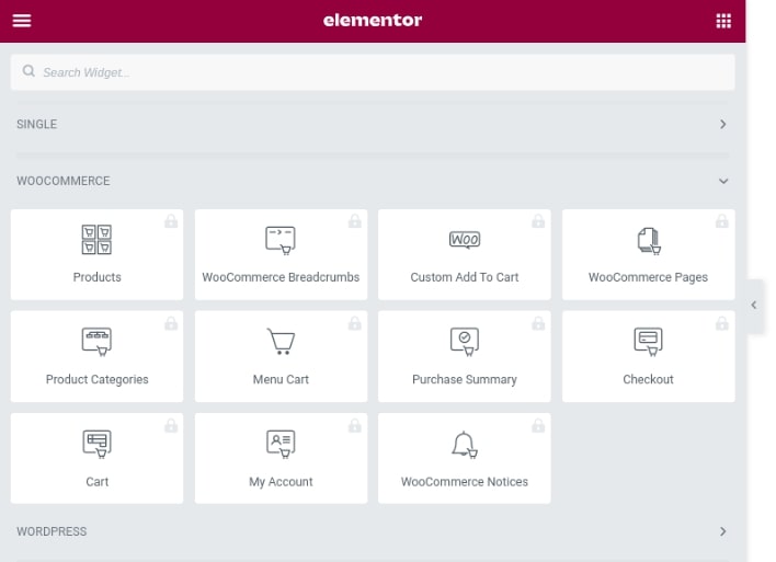 Elementor WooCommerce widgets