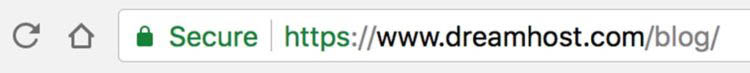 El ícono candado verde de HTTPS en una barra de navegación