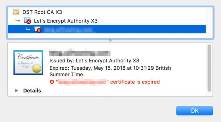 Un certificado SSL expirado