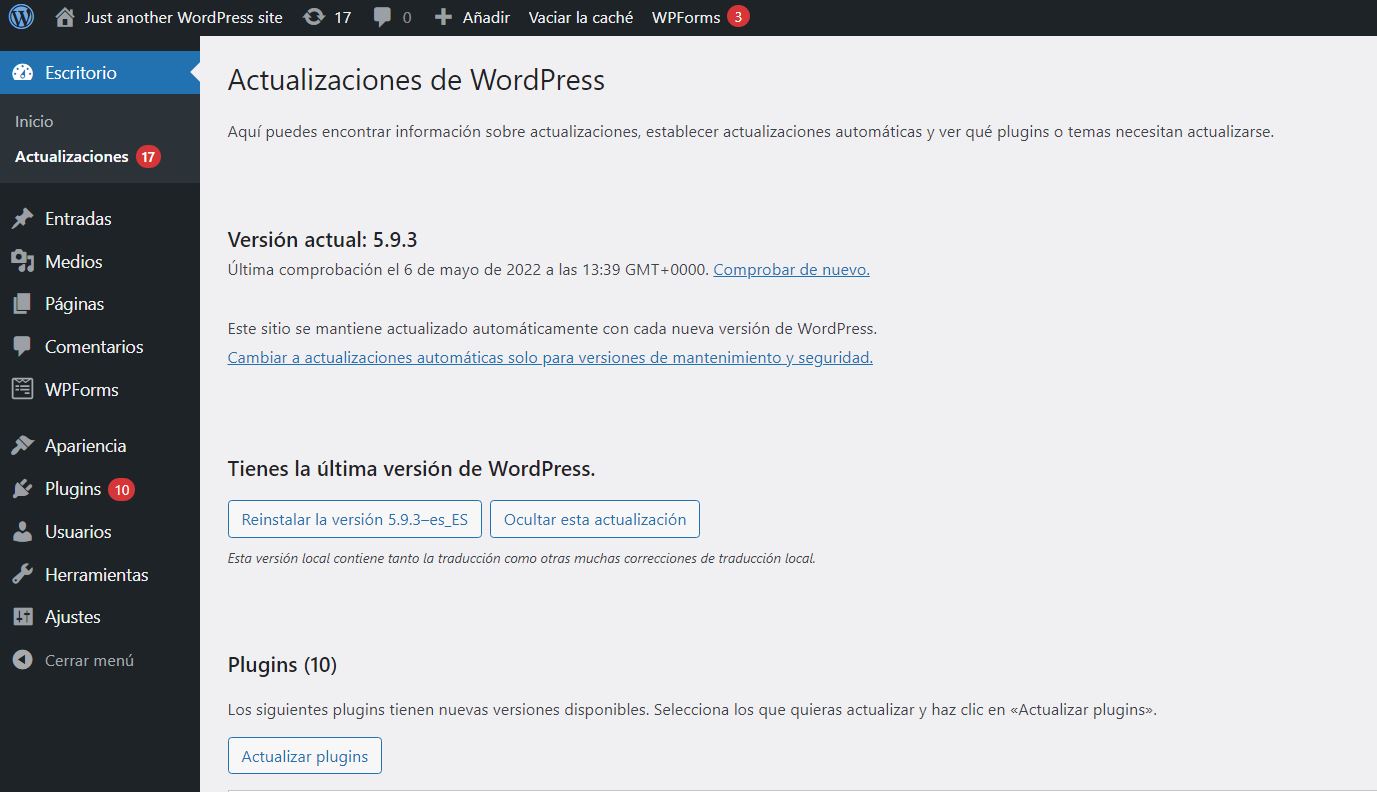 Actualizaciones WordPress