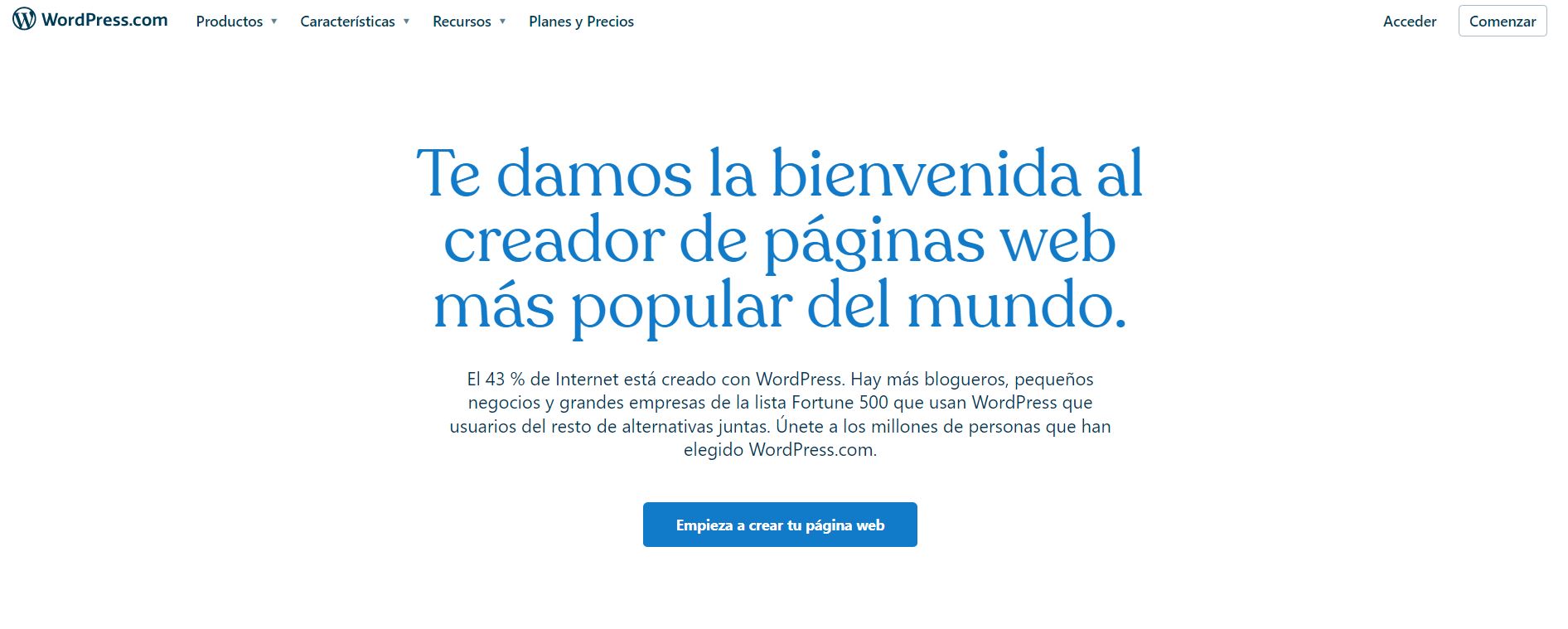 El sitio web de WordPress.com