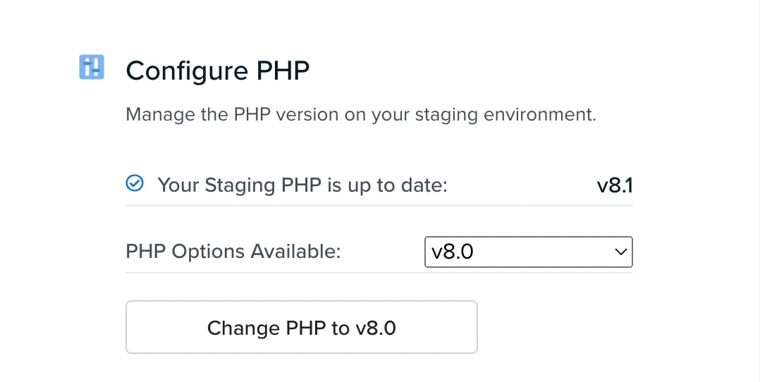 configure your PHP version