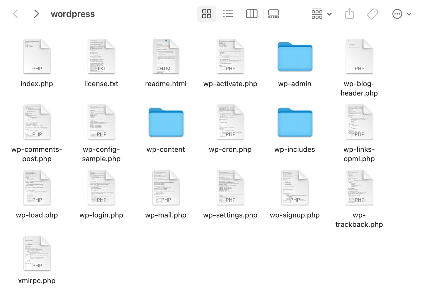 WordPress folder in FTP client