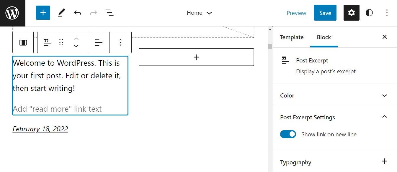 WordPress Post Excerpt Block